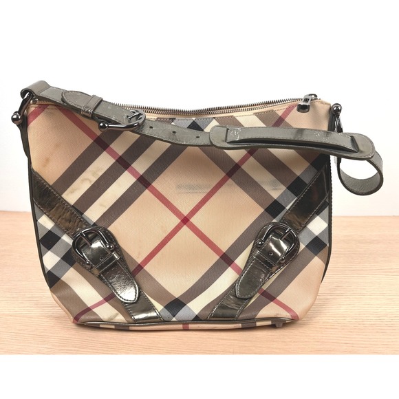 Burberry Nova Check Buckle Hobo Bag Designer Purse Handbag - Picture 1 of 16